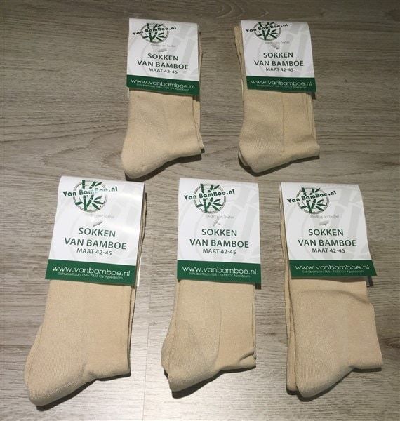Bamboe sokken beige 3 paar - S16